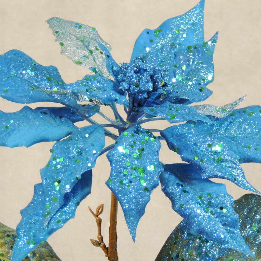 POINSETTIA PICK 12" W/GLITTER