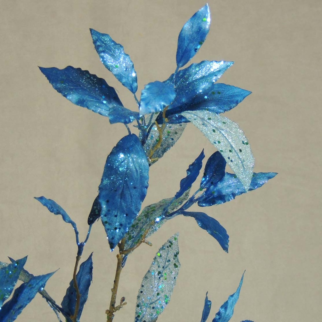 GLITTER LEAVES SPRAY X2 35"  BLUE