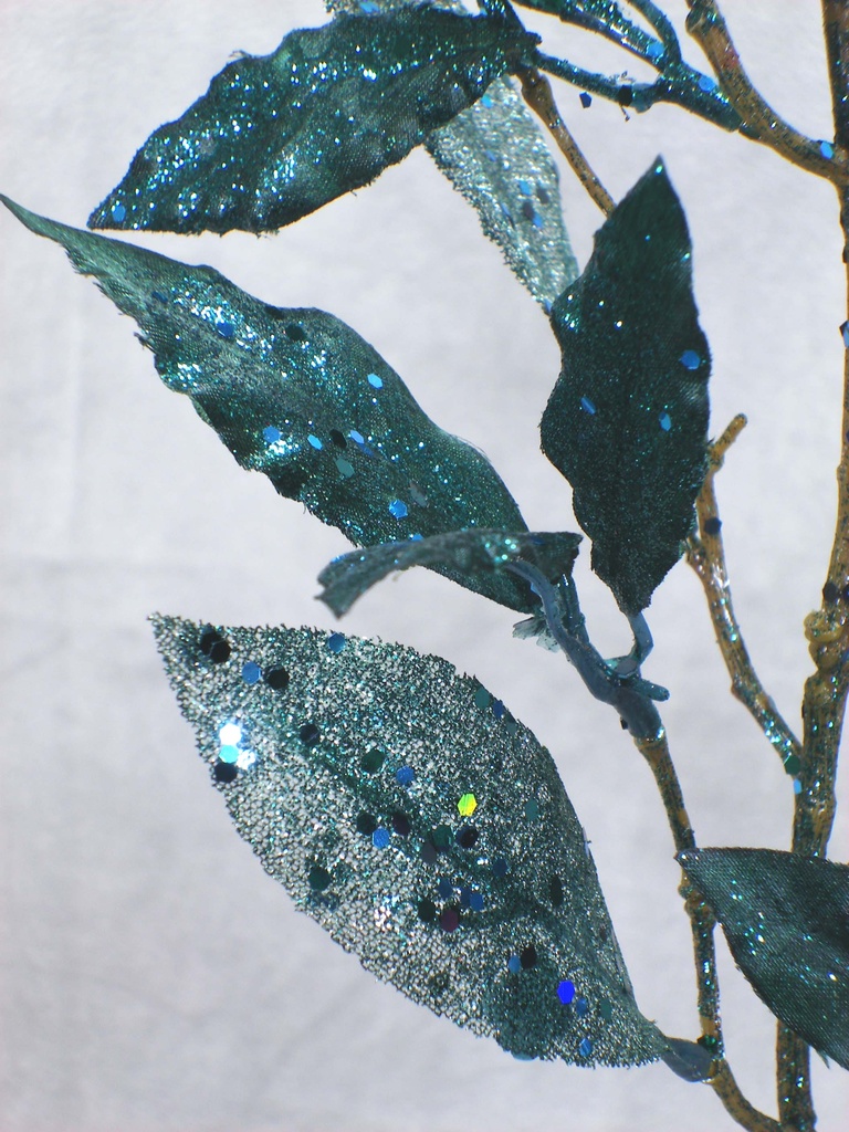 GLITTER LEAVES SPRAY X2 35&quot;  TEAL