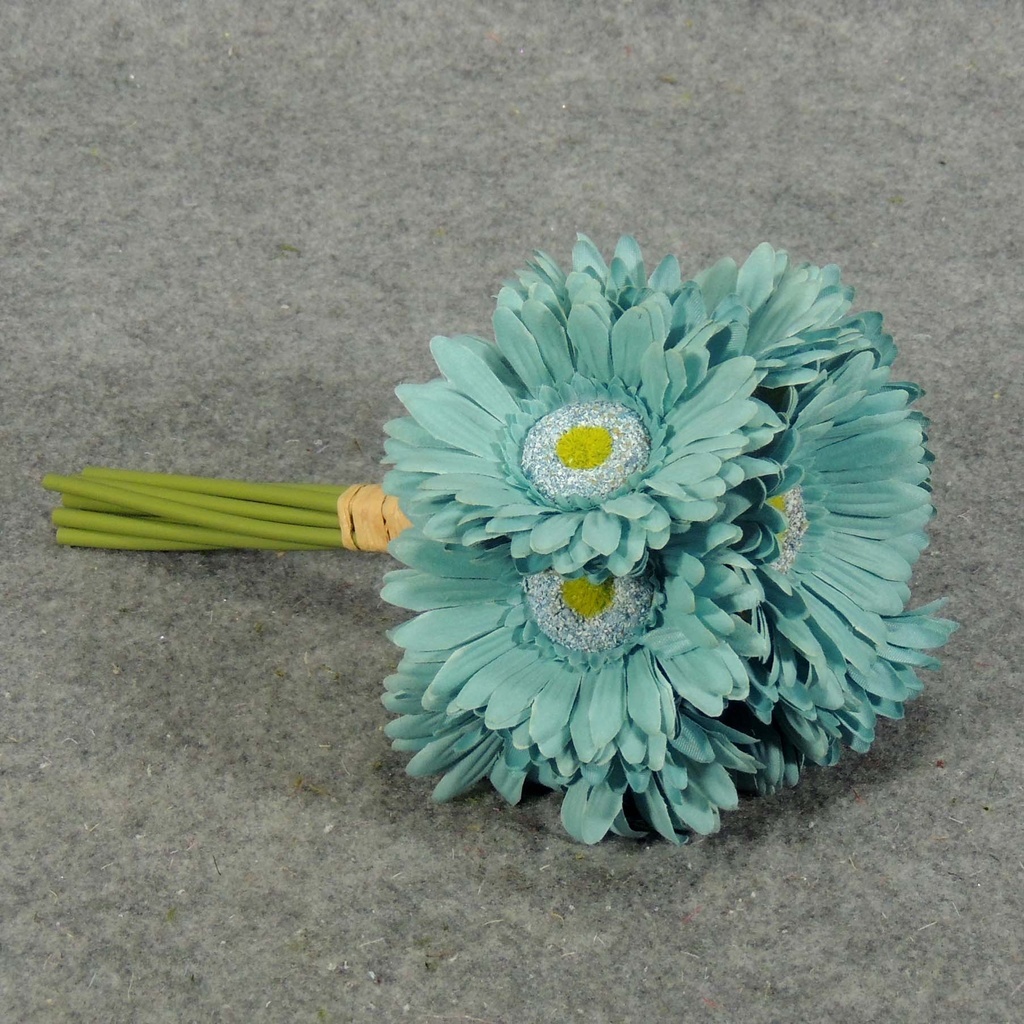 GERBERA DAISY BOUQUET X9 10.5"  TEAL