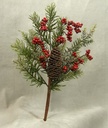 PINE SPRAYw/RED BERRIES&ICE 16" W/CONE