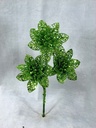 POINSETTIA PICK X3 GLITTER 12" (6/BG)   GREEN