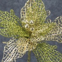 POINSETTIA GLITTER 14" PICK  GOLD/GREEN