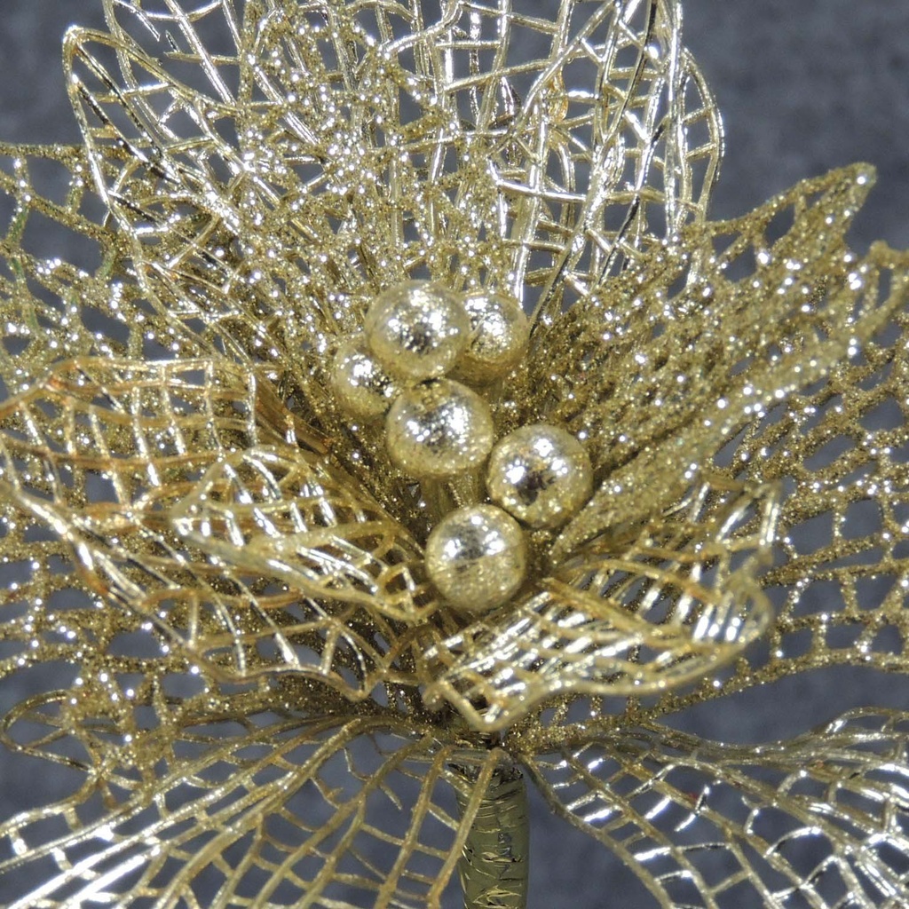 POINSETTIA GLITTER 14" PICK  GOLD