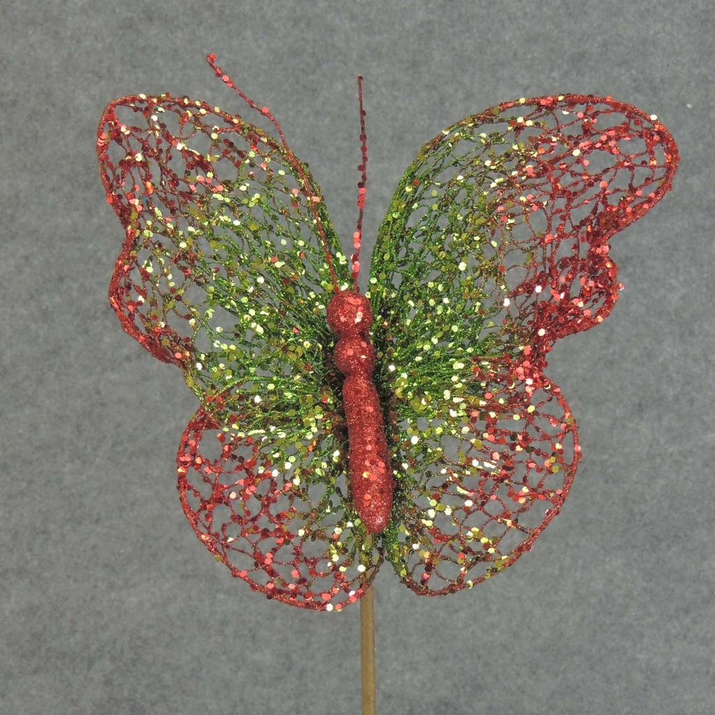 12" RED/GREEN NETTING BUTTERFLY W/19" PICK