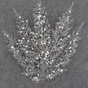 FERN SPRAY 12" W/GLITTER SILVER