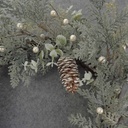 FROSTED CEDAR WREATH 20" W/CONE & EUCALYPTUS