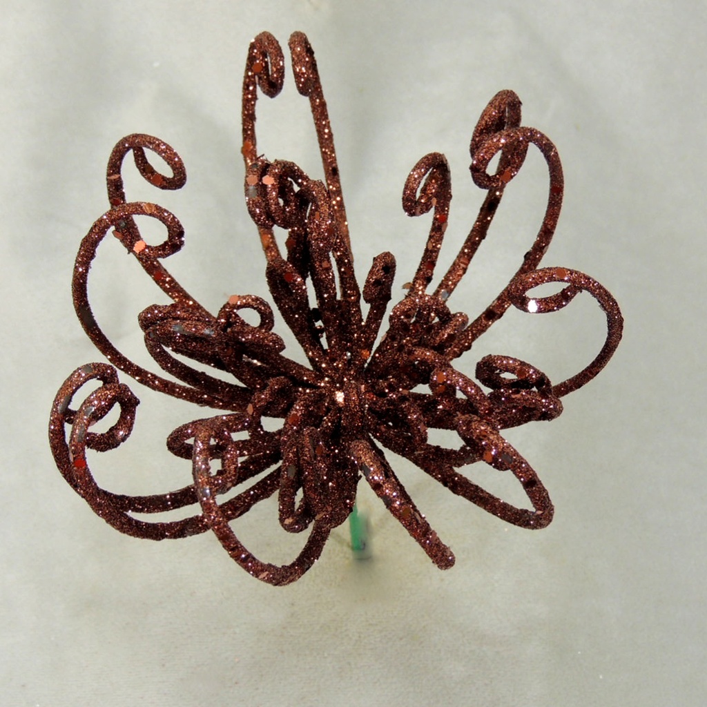 FUJI GLITTER FLOWER PICK 8" (6/BAG)  BROWN