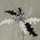 GLITTER LEAF/BERRY SPRAY 12" (6/BG)BLK/WHT/SIL