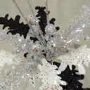 GLITTER LEAF/BERRY SPRAY 12" (6/BG)BLK/WHT/SIL