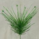 GLITTER PINE/BEAD SPRAY 15"  GREEN