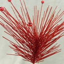 GLITTER PINE/BEAD SPRAY 15"  RED