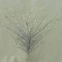 GLITTER PINE/BEAD SPRAY 15"  SILVER