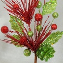 GLITTER SPRAY W/CONE&BERRY 8.5" (6/BG) RED/GRN