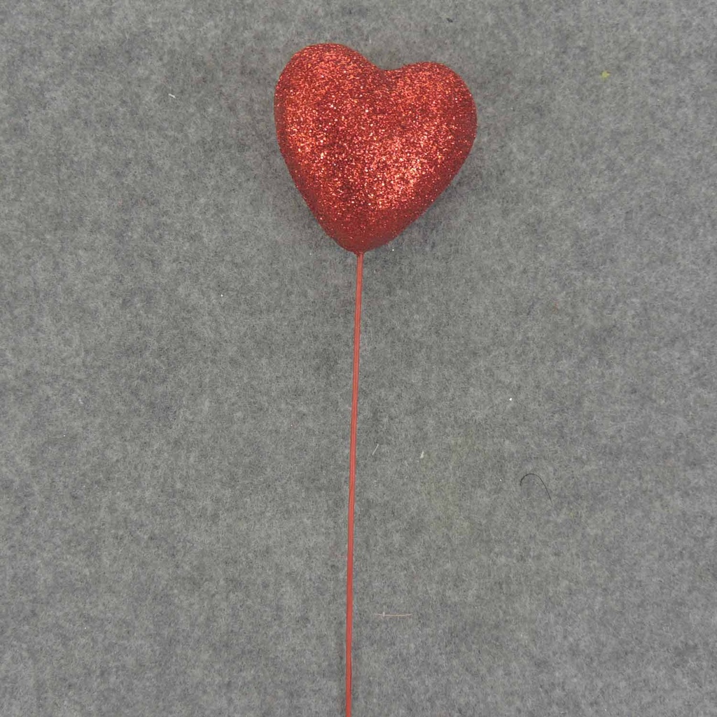 HEART PICK 2.5" 10" PICK RED (12/BOX)