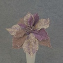 POINSETTIA PICK 8" 10" Dia  PURPLE/BURLAP