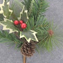 PINE PICK W/HOLLY/BERRIES 12"