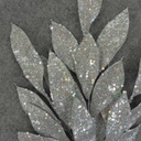 LEAF SPRAY X3 17&quot; (4/BAG)GLITTER/SILVER