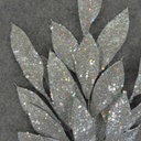 LEAF SPRAY X3 17" (4/BAG)GLITTER/SILVER