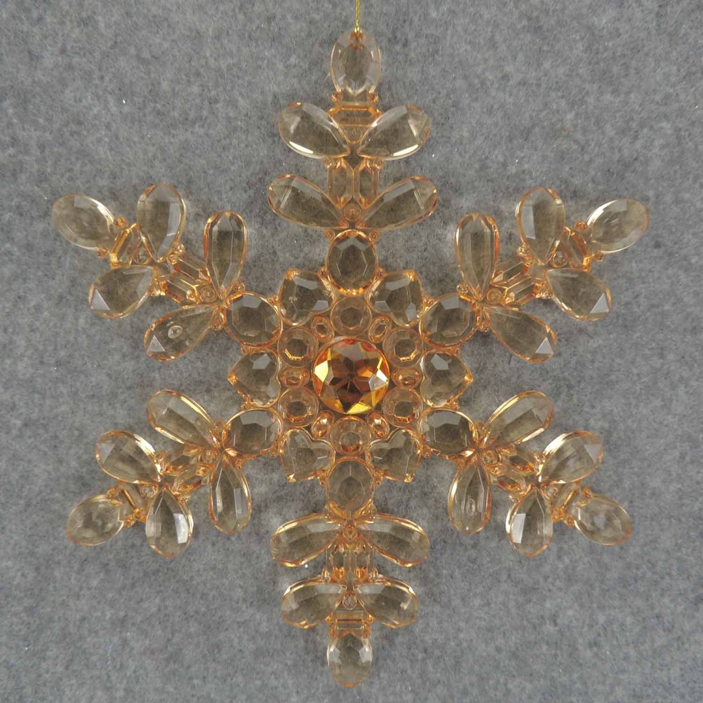 SNOWFLAKE 7" W/HANGER ACRYLIC W/GEM PEACH