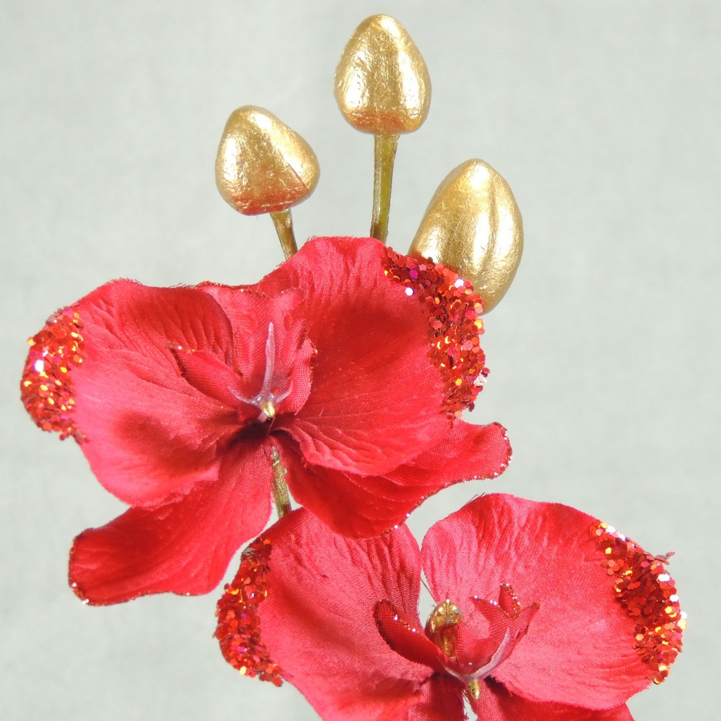 ORCHID SPRAY X6 32" GLITTER  RED