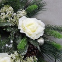 WREATH 16" ROSE/QAL/BERRY/PINE W/FROST CREAM