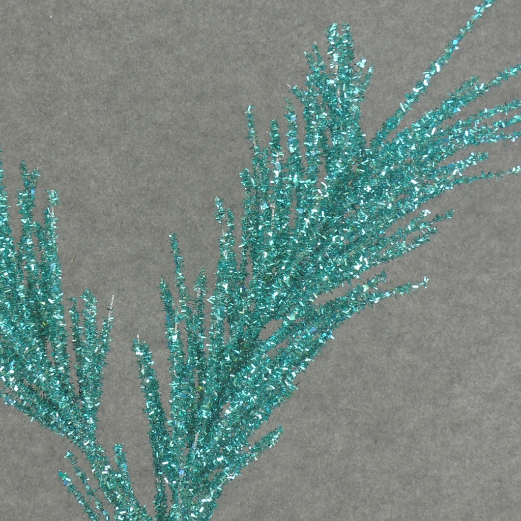 SEQUIN PINE SPRAY 25"  AQUA