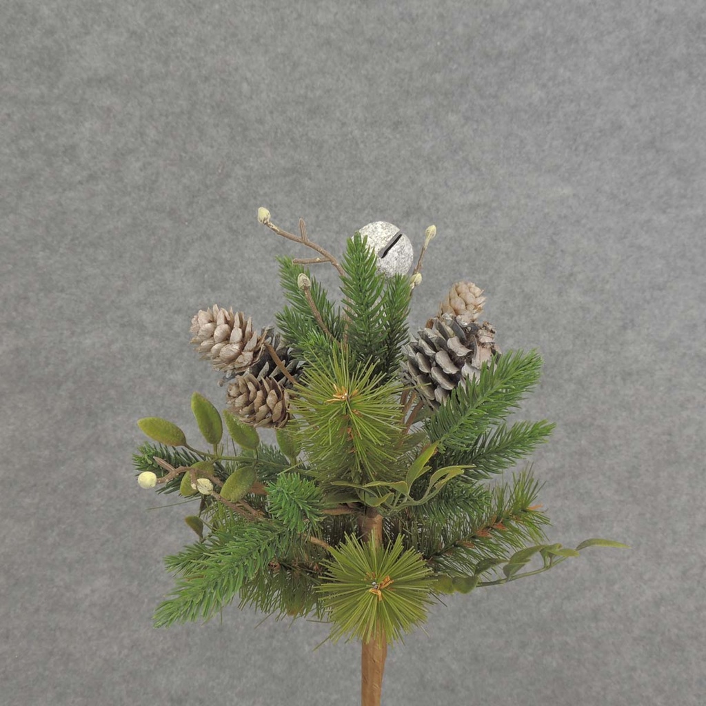 PINE PICK W/CONES/BELLS 12" WHITE