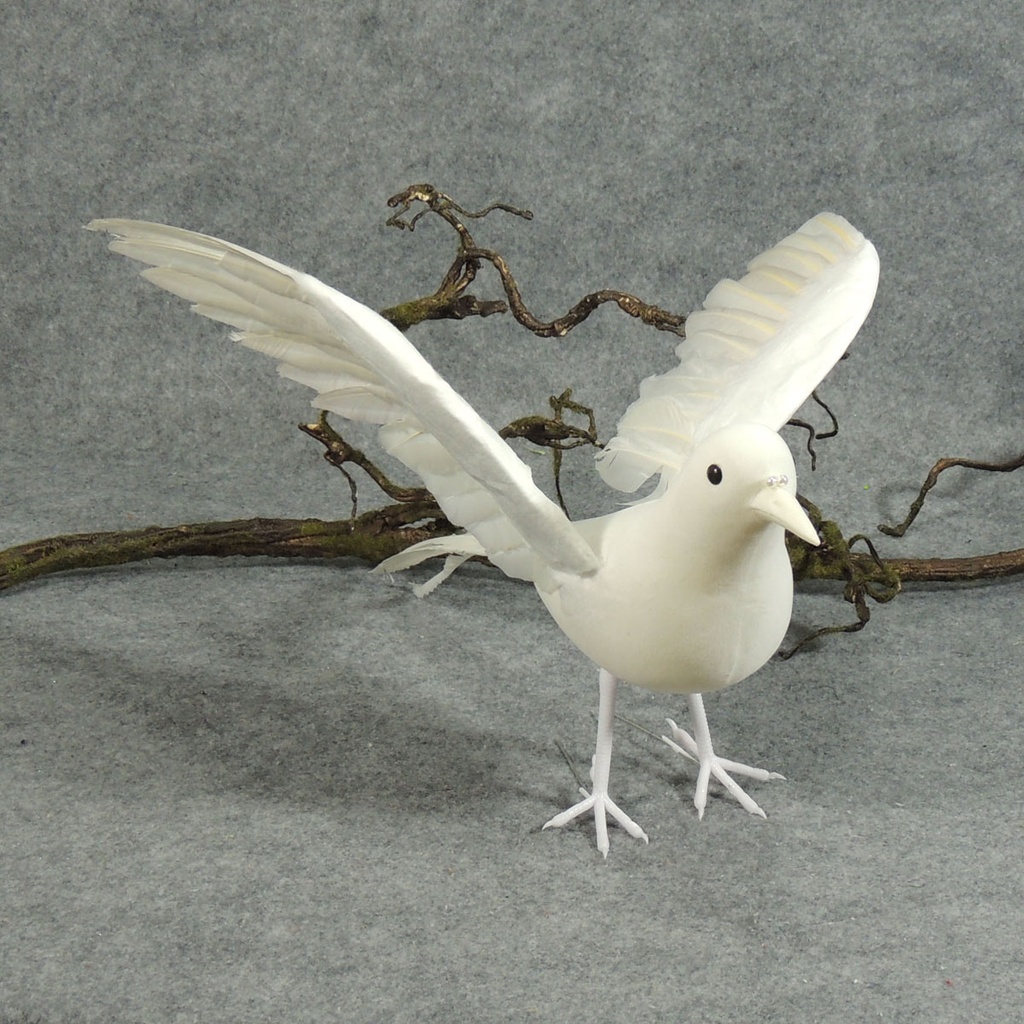 18" FLOCKED WHITE DOVE