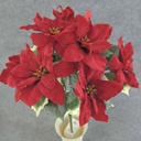 POINSETTIA VELVET BUSH X9 14" RED W/HOLLY LV