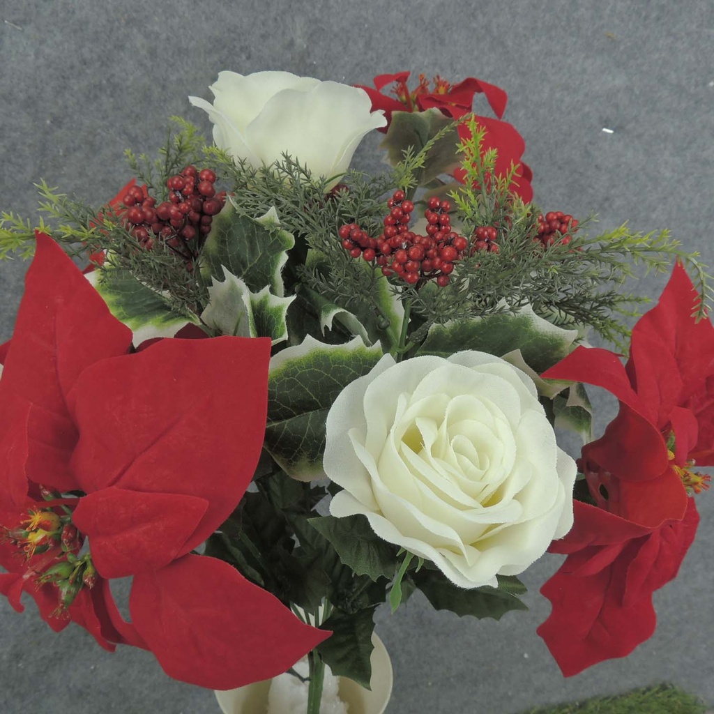 POINSETTIA/ROSE/HOLLY BUSH X12