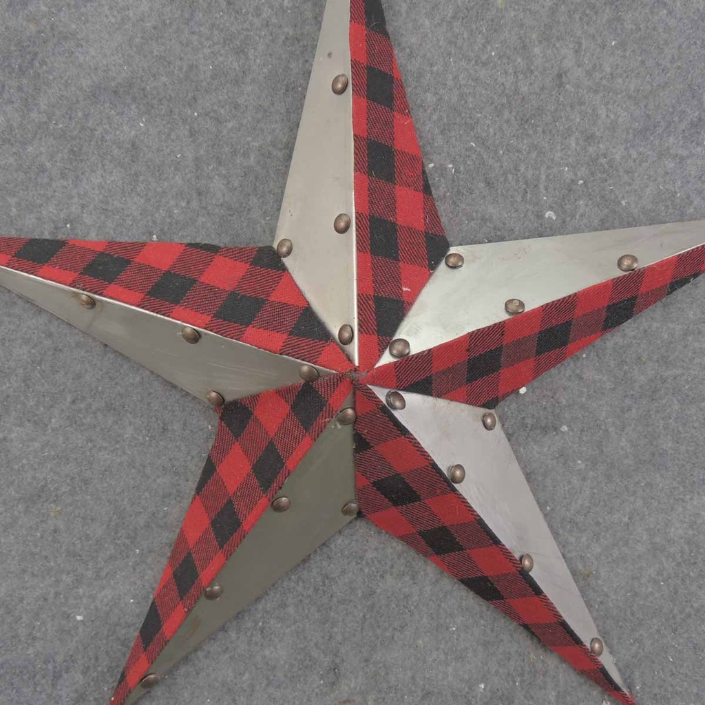 STAR HANGER 15.75" SILVER & PLAID