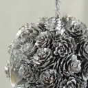 ORNAMENT 5" BALL PINE CONE  SILVER