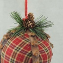 ORNAMENT 6" BALL FABRIC W/PINE