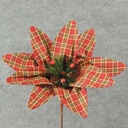 POINSETTIA W/PINE & BERRIES 18" FABRIC RED/GREEN