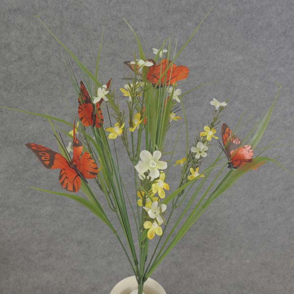 BLOSSOM BUSH w/BUTTERFLY 18"  ORANGE/YELLOW