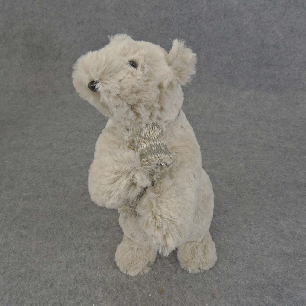 BEAR STANDING GREY W/SCARF 10"