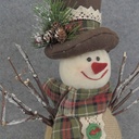 SNOWMAN 12" BURLAP W/TWIGS W/TOP HAT