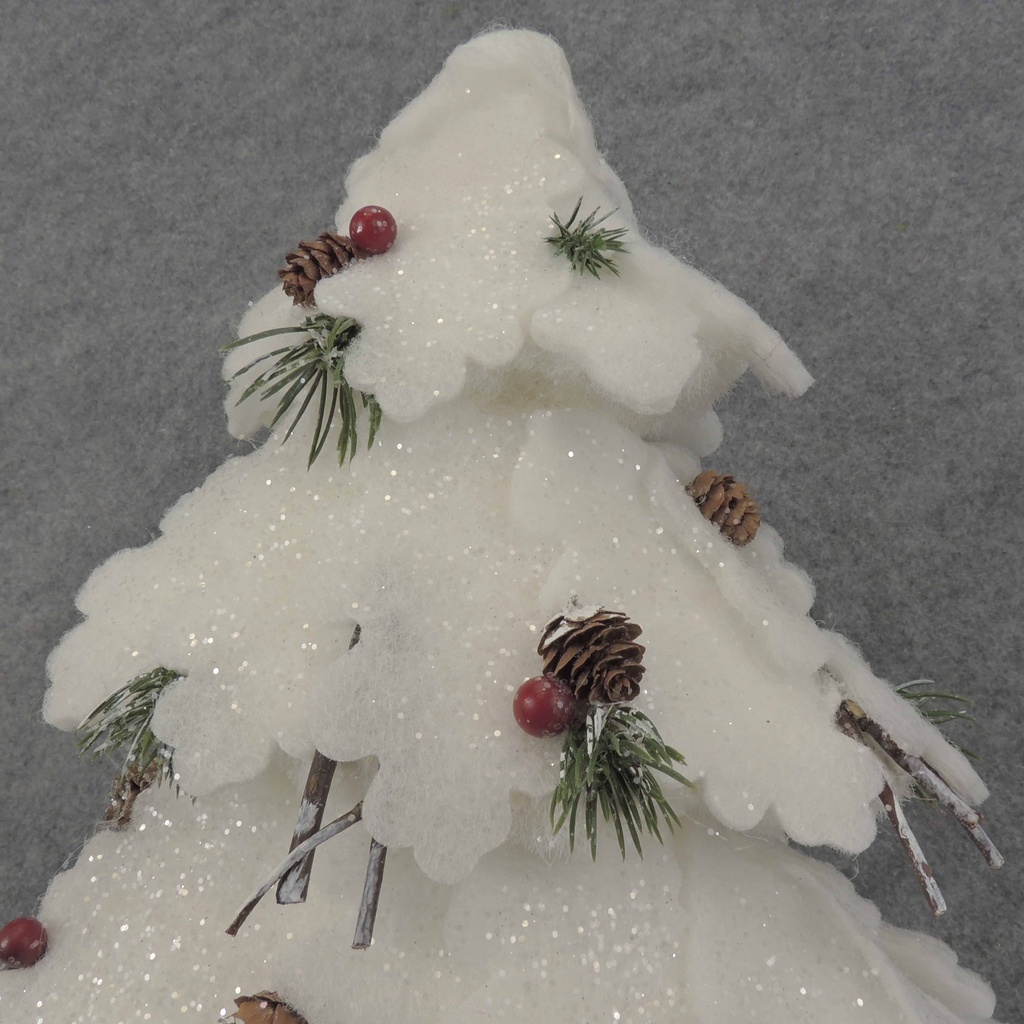 TREE FELT 12x18" CONES/BERRIES WHITE