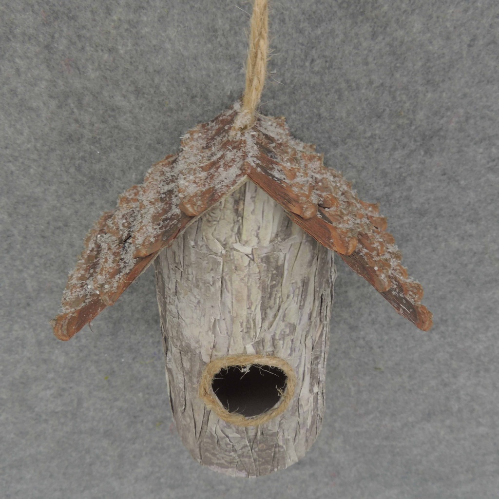 BIRDHOUSE w/SNOW 5x5.5&quot; ROUND SQUARE ROOF