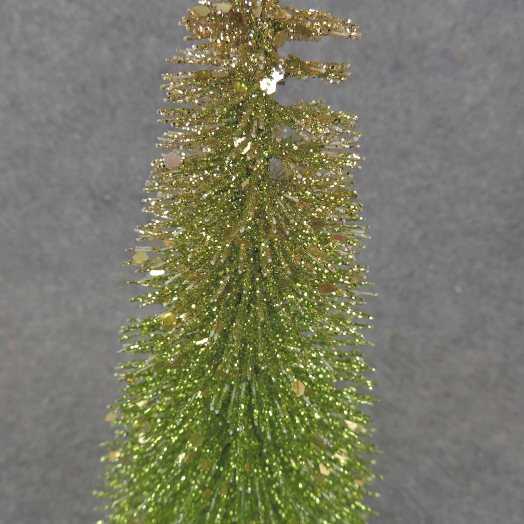 TREE 10" GREEN/GOLD GLITTER