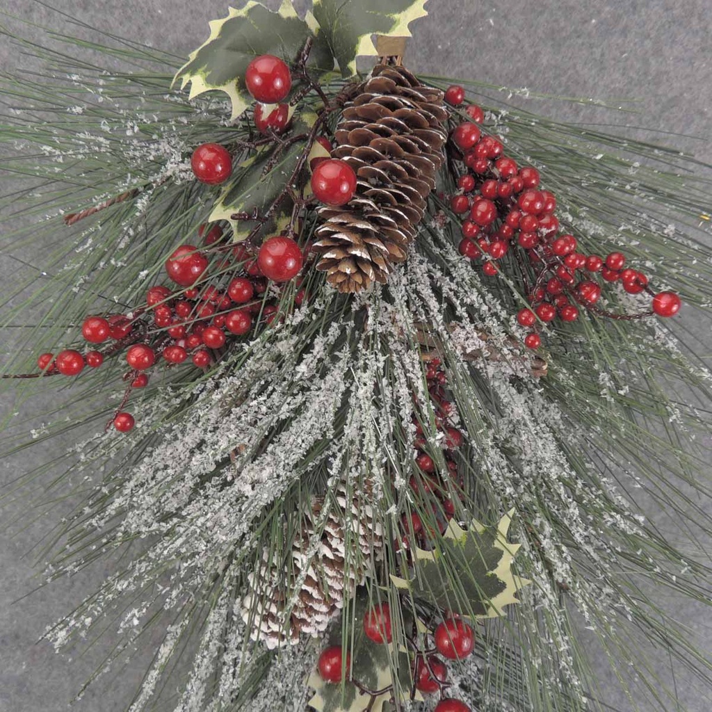 PINE & BERRY DOOR HANGER 24" W/CONES & HOLLY