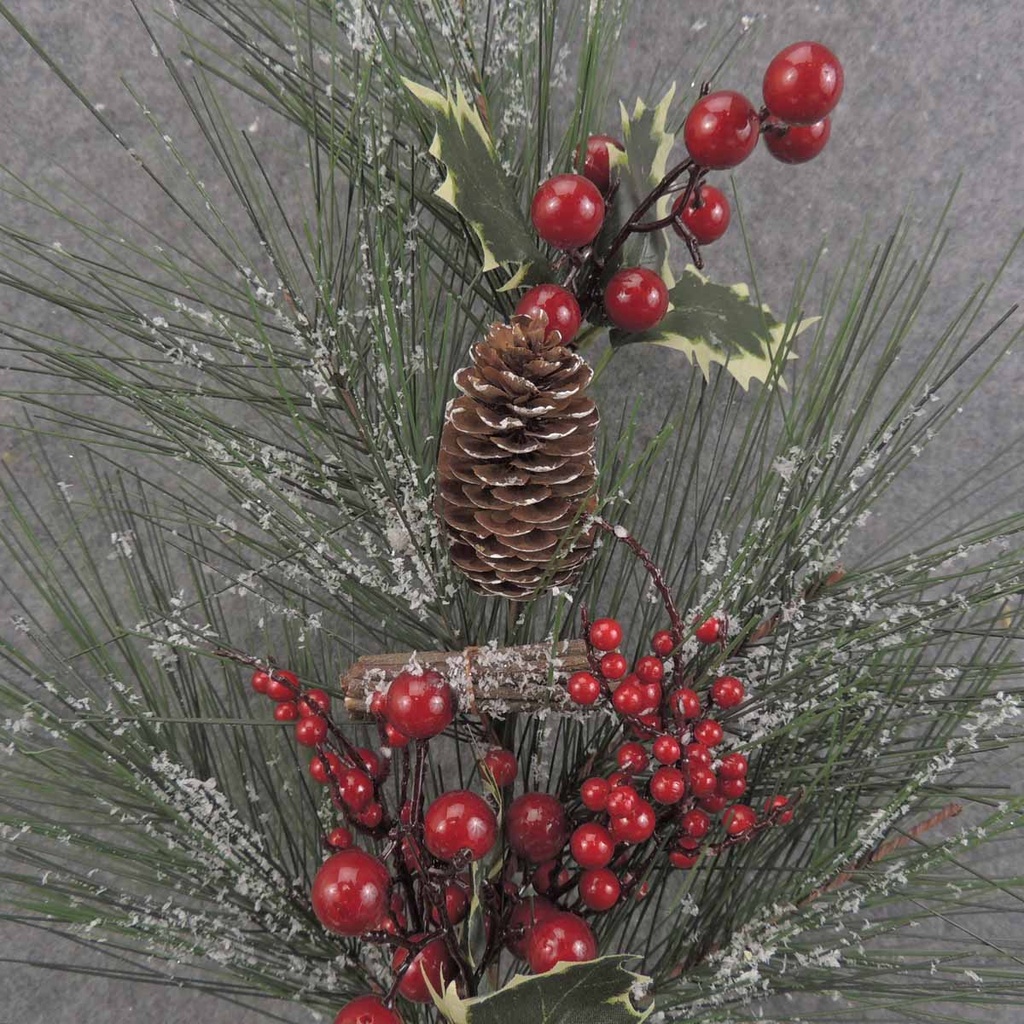 PINE & BERRY SPRAY 26.5" W/CONES & HOLLY