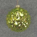 ORNAMENT GLASS ROUND  3.5"  LIGHT GREEN