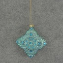 ORNAMENT DIAMOND GLASS 3.5"  BLUE