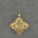 ORNAMENT DIAMOND GLASS 3.5"  LIGHT GOLD