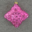 ORNAMENT DIAMOND GLASS 3.5"  PINK