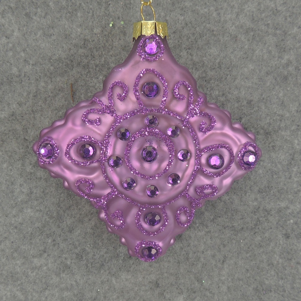 ORNAMENT DIAMOND GLASS 3.5"  PURPLE