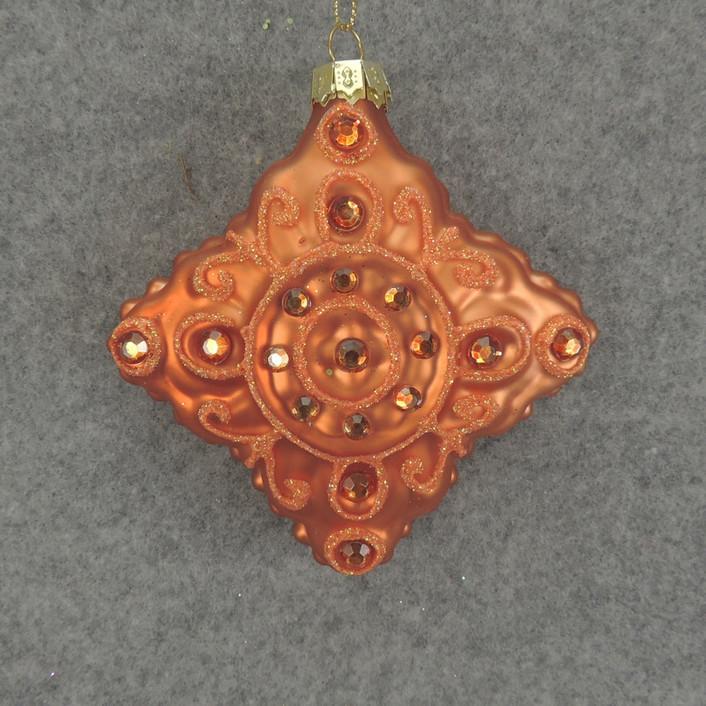 ORNAMENT DIAMOND GLASS 3.5"  RUST