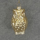 ORNAMENT GLASS OWL 3"  LIGHT GOLD